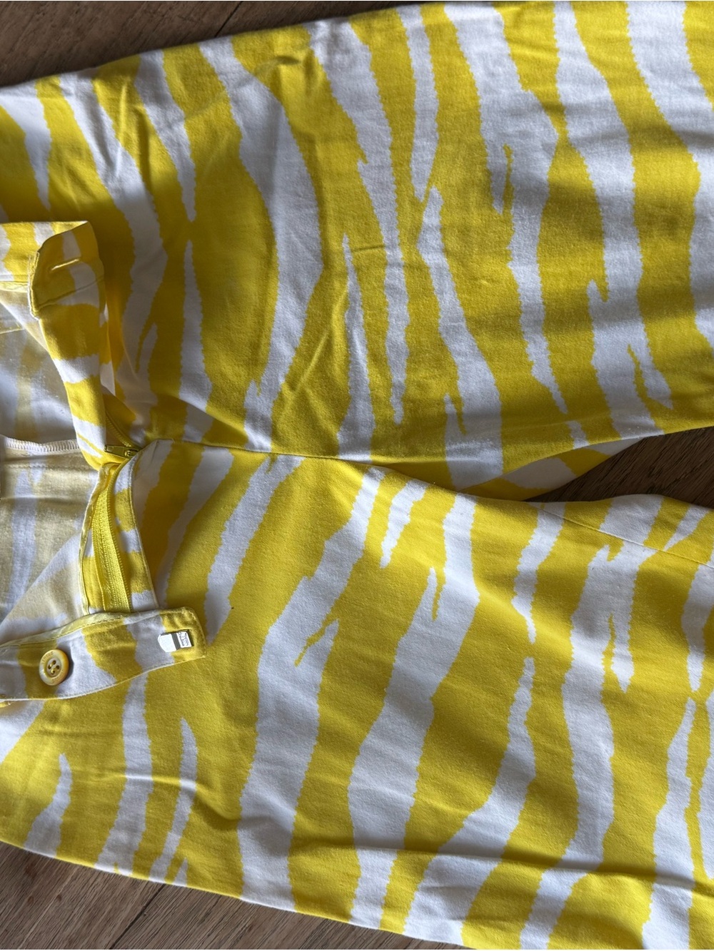 Versace Yellow and White Zebra-Print Boot Cut Pants - Picture 6 of 8